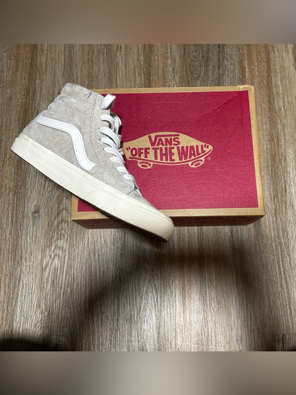 Vans Sk8-Hi Suede High-Top Sneakers - Beige & White